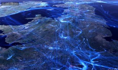 24 ore di traffico aereo sull’Europa – Video