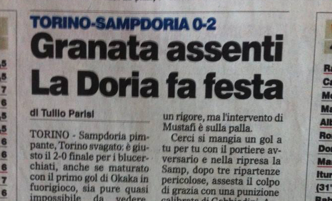 Prontuario per il giornalista sportivo: “la Doria” non esiste.