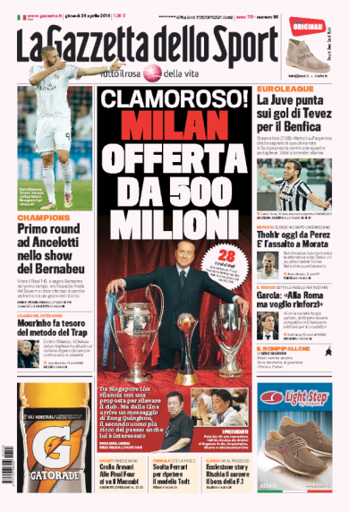 RASSEGNA – Offerta per il Milan
