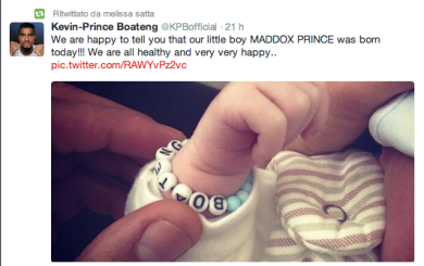 Melissa Satta è mamma: nato Maddox Prince Boateng