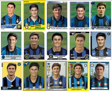 Javier Zanetti in vent’anni di figurine