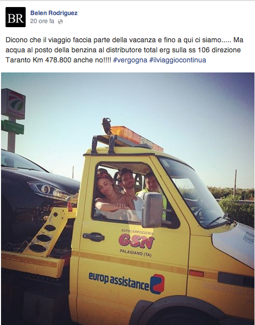 Belén Rodriguez truffata dal benzinaio “furbetto” Belén Rodriguez truffata dal benzinaio “furbetto”