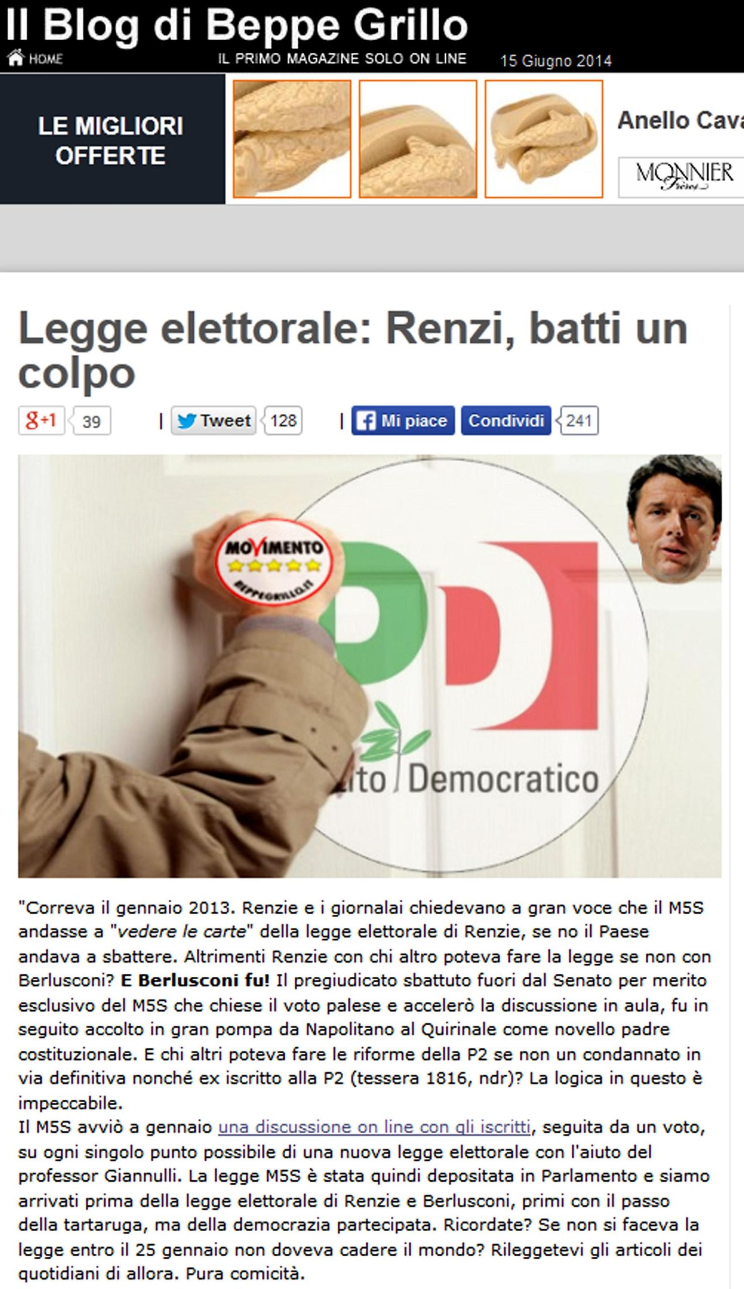 Grillo apre a Renzi e la base Pd prepara i pop-corn Grillo apre a Renzi e la base Pd prepara i pop-corn