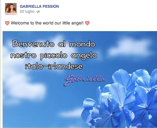 Gabriella Pession è diventata mamma Gabriella Pession è diventata mamma