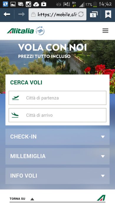 Alitalia rinnova il sito mobile