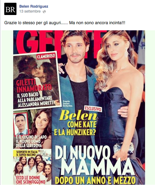 Belén Rodriguez: “No, non sono incinta”