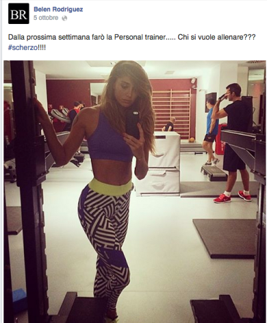 Belén Rodriguez, futuro da personal trainer?