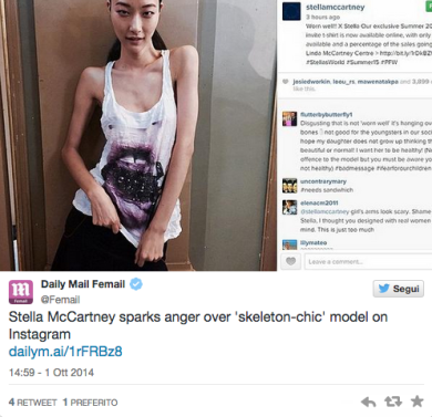 Stella McCartney e la modella troppo magra che fa infuriare il web