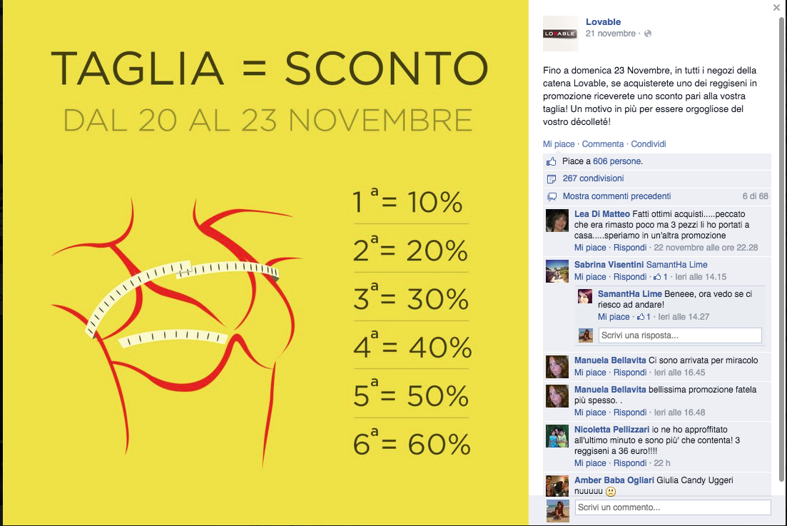 Dimmi che taglia porti e ti dirò quanto sconto meriti Dimmi che taglia porti e ti dirò quanto sconto meriti