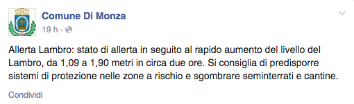 Monza, la piena e l’amara ironia del Comune