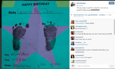 Alicia Keys mamma bis: è nato Genenis