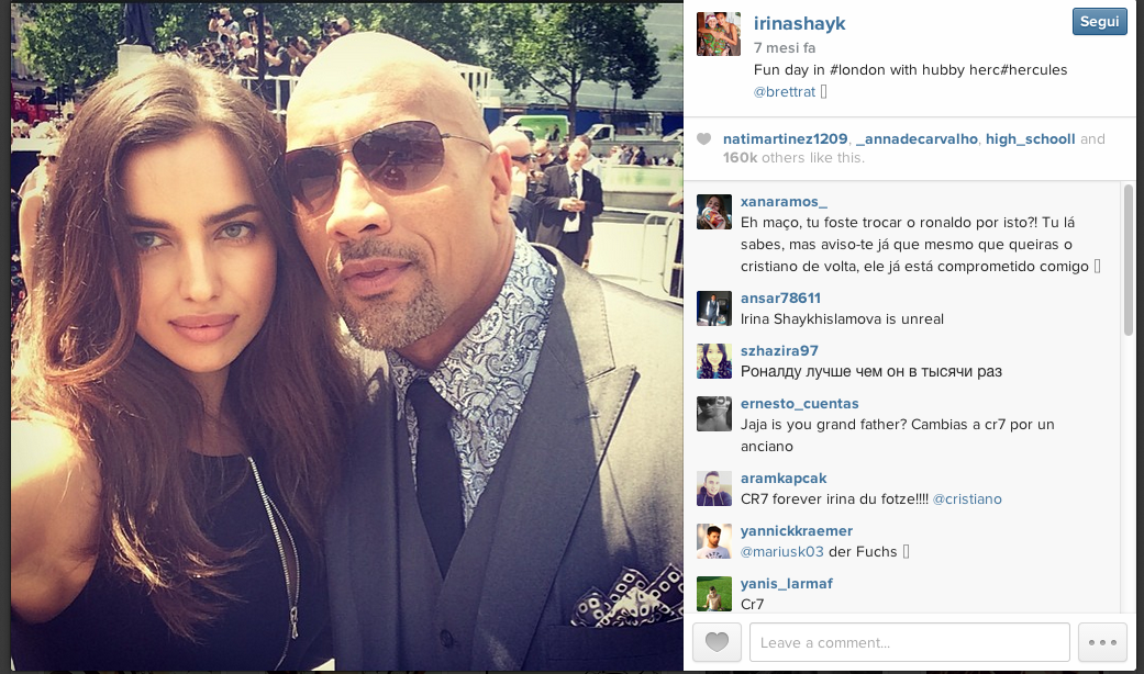 Irina Shayk: dopo Cristiano Ronaldo flirta con “The Rock”? Irina Shayk: dopo Cristiano Ronaldo flirta con “The Rock”?