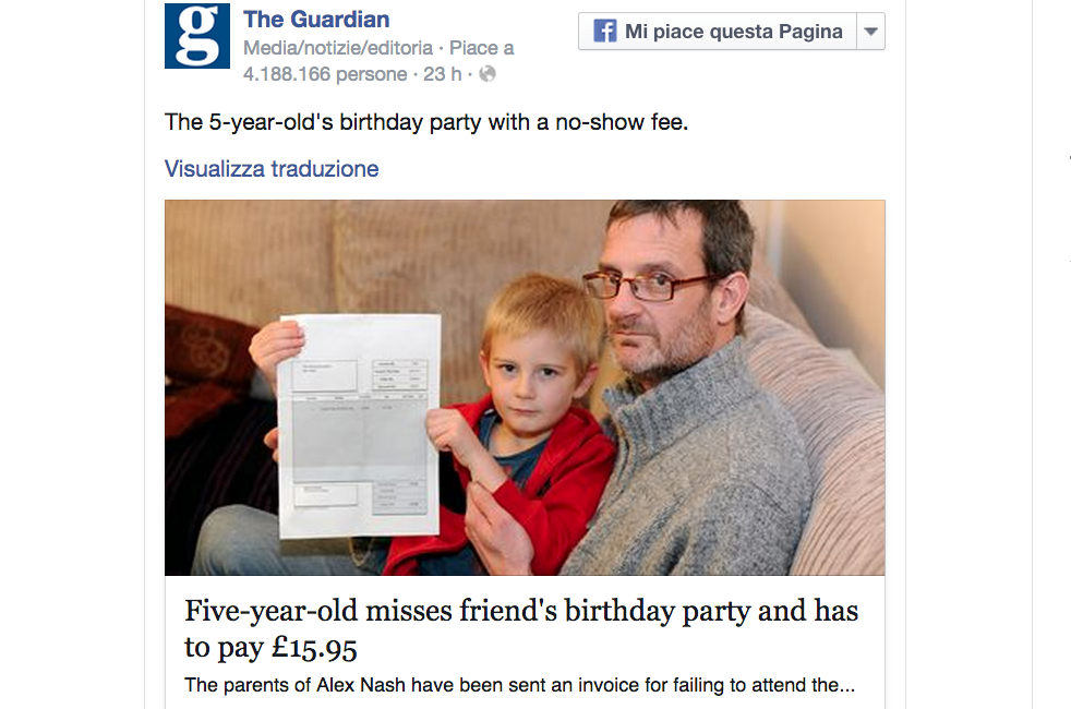 A 5 anni prende una multa: non è andato a una festa di compleanno A 5 anni prende una multa: non è andato a una festa di compleanno