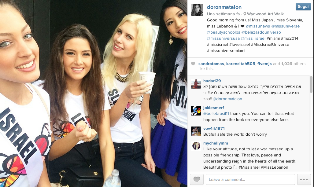 Miss Libano, Miss Israele e il selfie della discordia Miss Libano, Miss Israele e il selfie della discordia