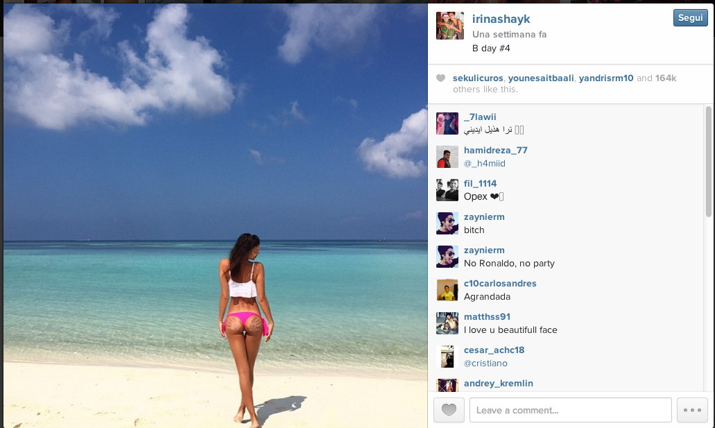 Cristiano Ronaldo: “Addio Irina, preferisco la mamma”