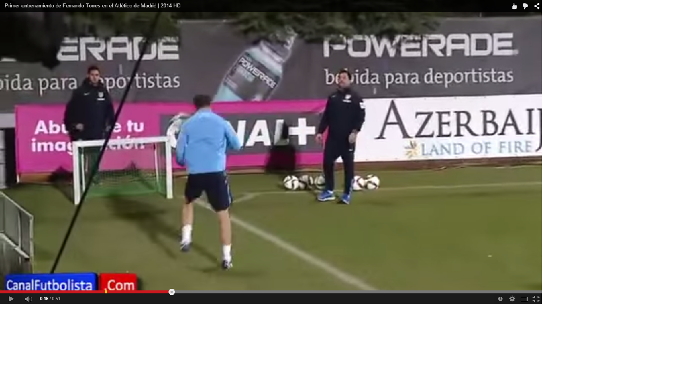 Torres: primo allenamento con l’Atletico