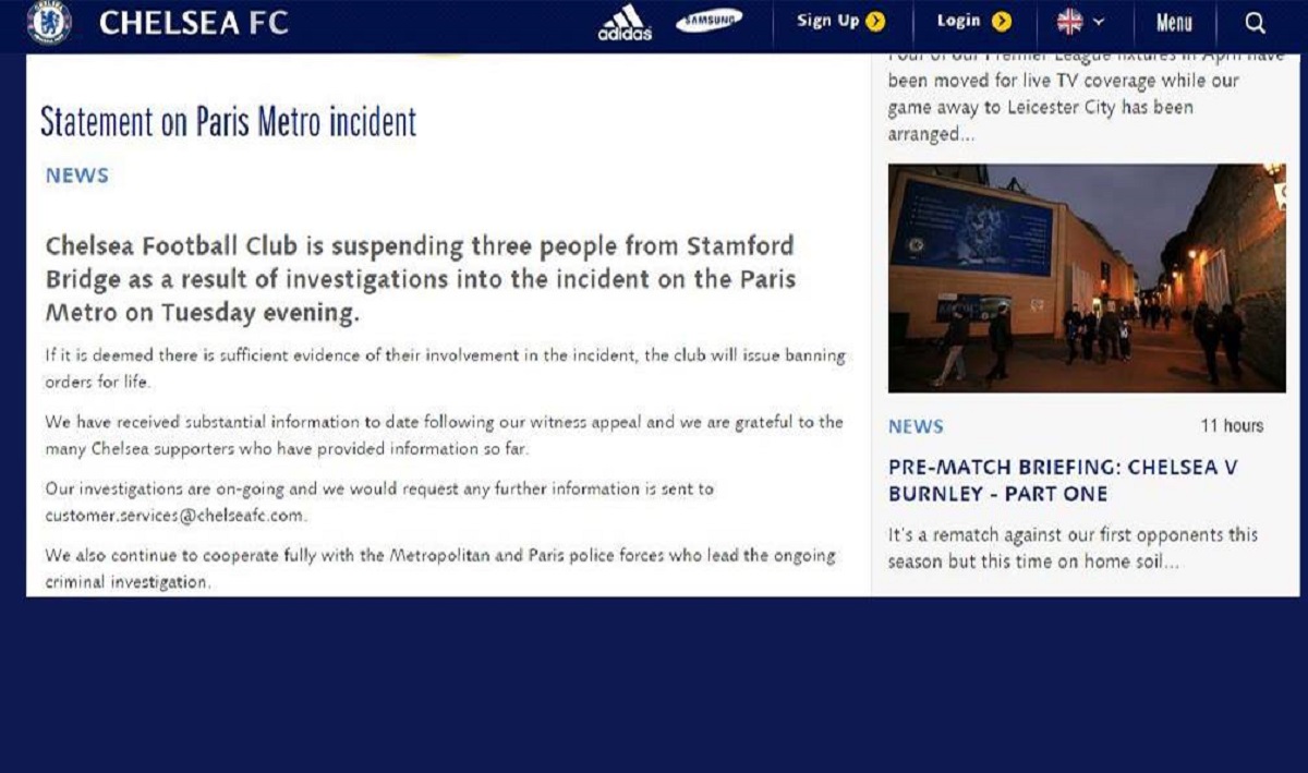 Esempio Chelsea, i razzisti di Parigi espulsi a vita dallo stadio