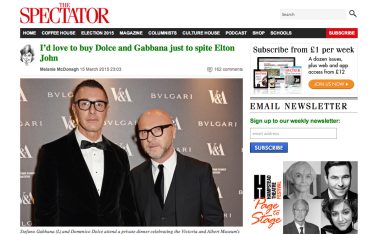 The Spectator: “Grazie a Dio per Dolce e Gabbana!”