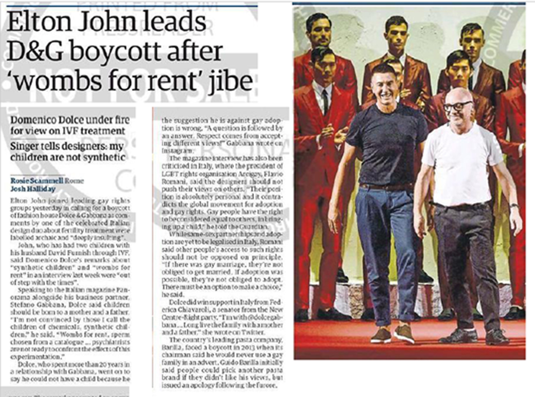 La stampa su Elton John – Dolce e Gabbana dopo l’intervista a Panorama