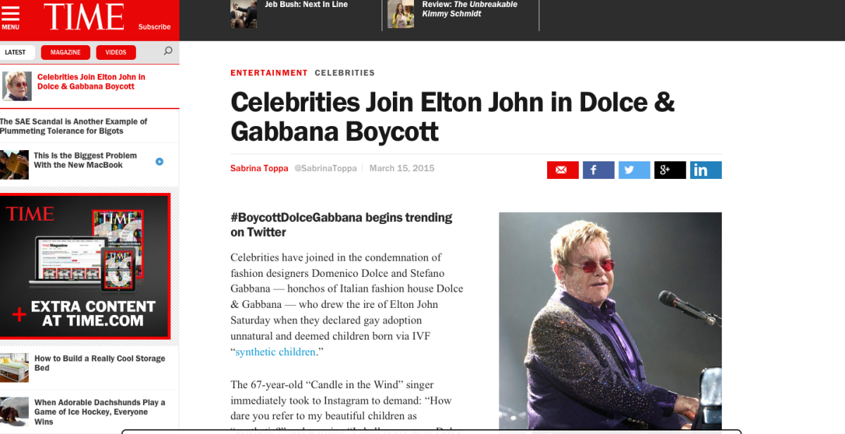 Galleria foto 'La stampa su Elton John – Dolce e Gabbana dopo l’intervista a Panorama' - foto 9