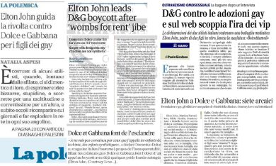 La stampa su Elton John – Dolce e Gabbana dopo l’intervista a Panorama