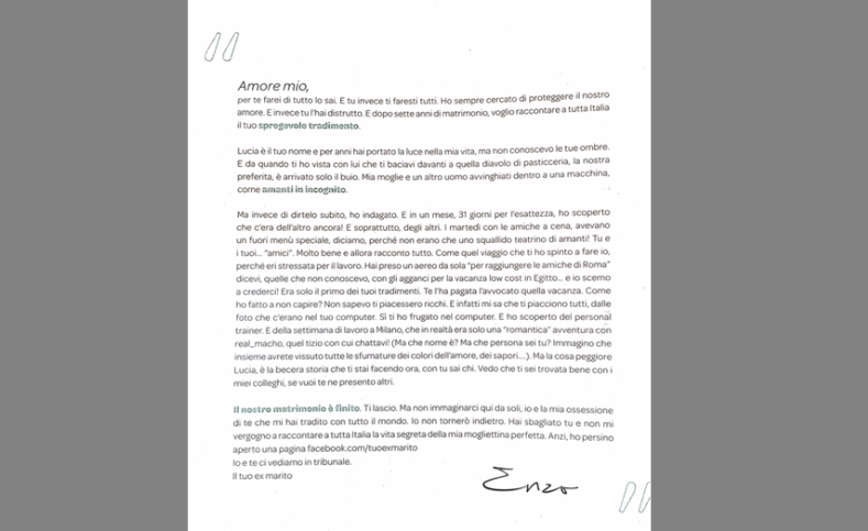 Marito tradito scrive una lettera sul Corriere