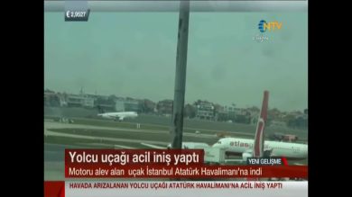 Aereo della Turkish Airlines atterra in fiamme