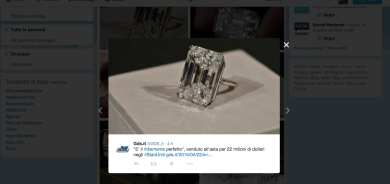 Il diamante perfetto battuto all’asta per 22 milioni di dollari