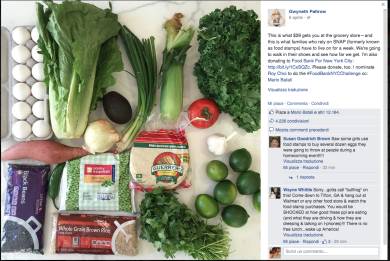 Gwyneth Paltrow dalla parte dei poveri: si può vivere con 29 dollari la settimana