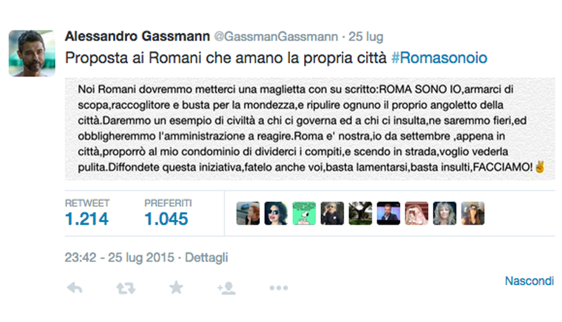 #Romasonoio: l’invito di Gassmann tra viralità social e polemiche