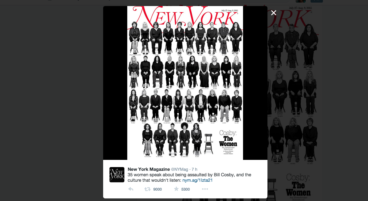 Sul New York Magazine la cover è per le 35 accusatrici di Bill Cosby Sul New York Magazine la cover è per le 35 accusatrici di Bill Cosby