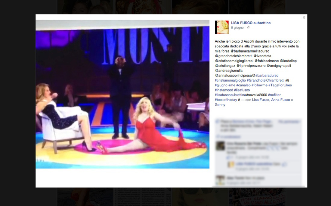 La terrificante spaccata di Lisa Fusco in diretta Tv