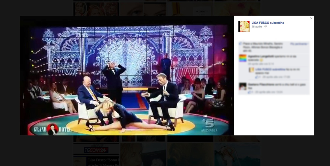 La terrificante spaccata di Lisa Fusco in diretta Tv