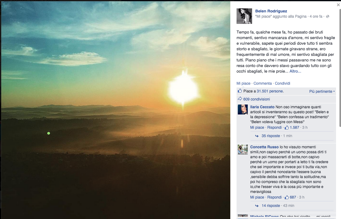 Belén non è incinta (e fa la filosofa su Facebook) Belén non è incinta (e fa la filosofa su Facebook)