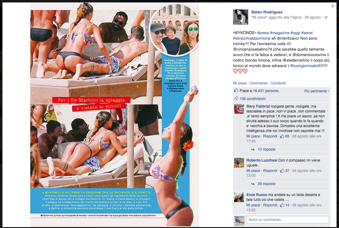 Belén non è incinta (e fa la filosofa su Facebook) Belén non è incinta (e fa la filosofa su Facebook)