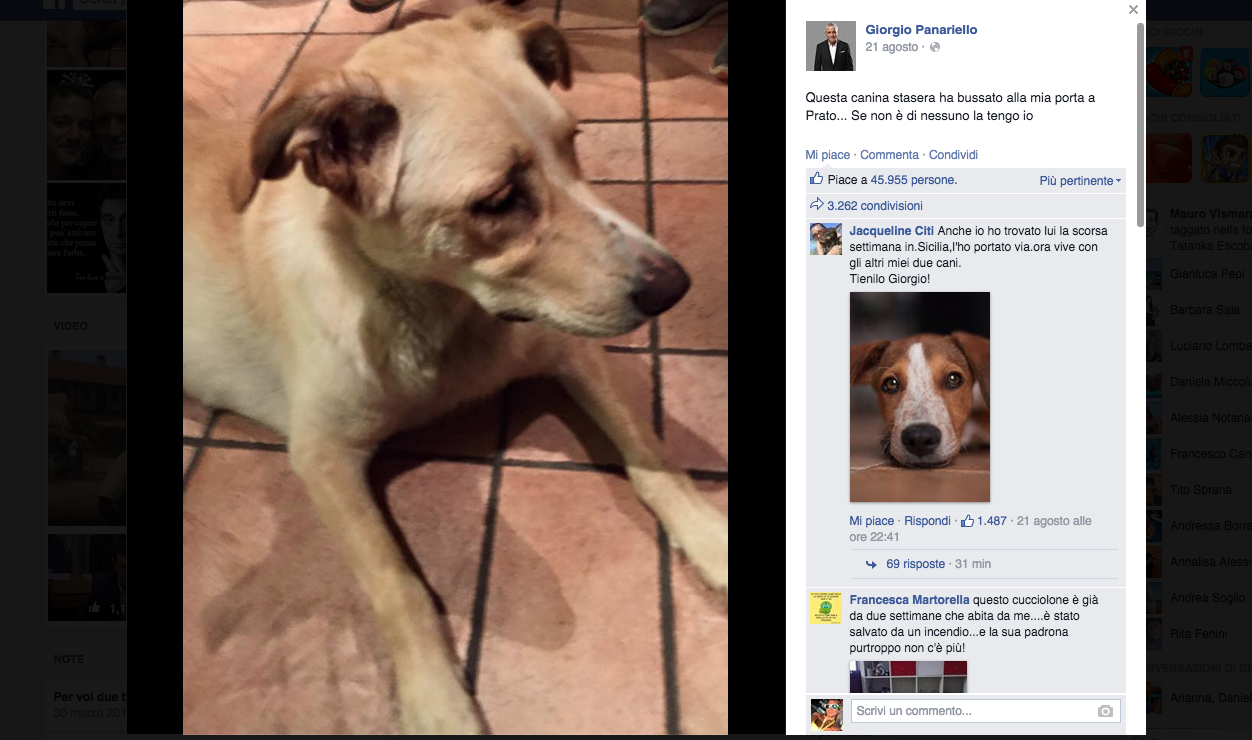 Giorgio Panariello e la “canina” fortunata Giorgio Panariello e la “canina” fortunata