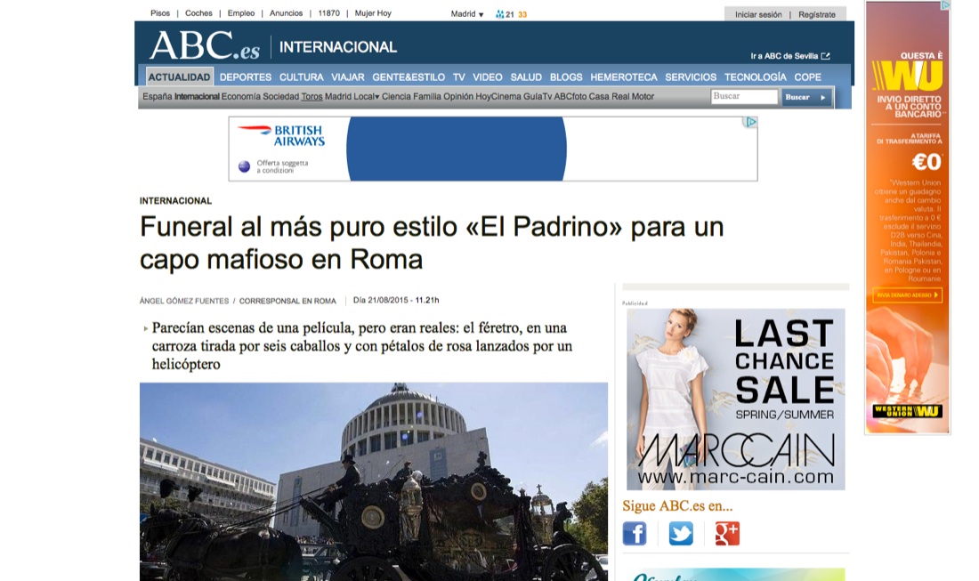 Funerali di Casamonica a Roma: la stampa estera