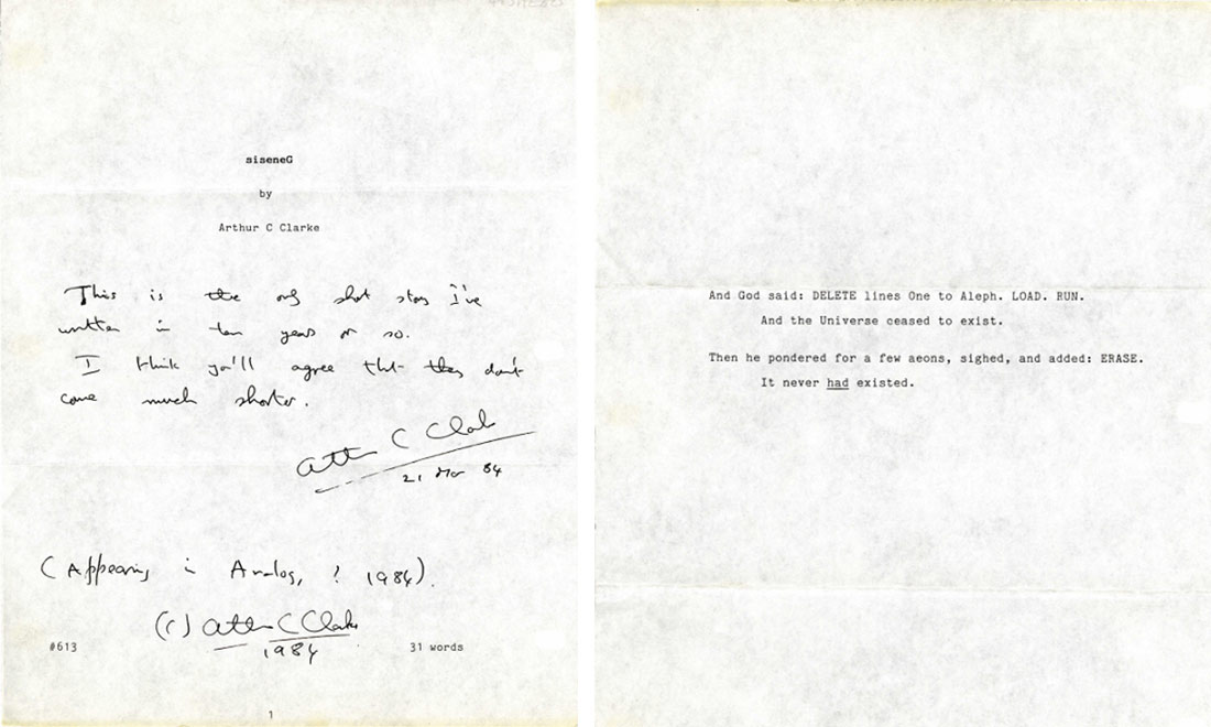 Arthur C. Clarke e il racconto da 31 parole