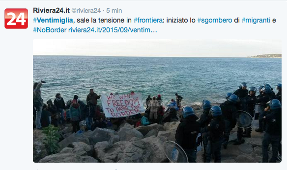Ventimiglia, sgomberato il presidio dei migranti sugli scogli – Foto Ventimiglia, sgomberato il presidio dei migranti sugli scogli – Foto