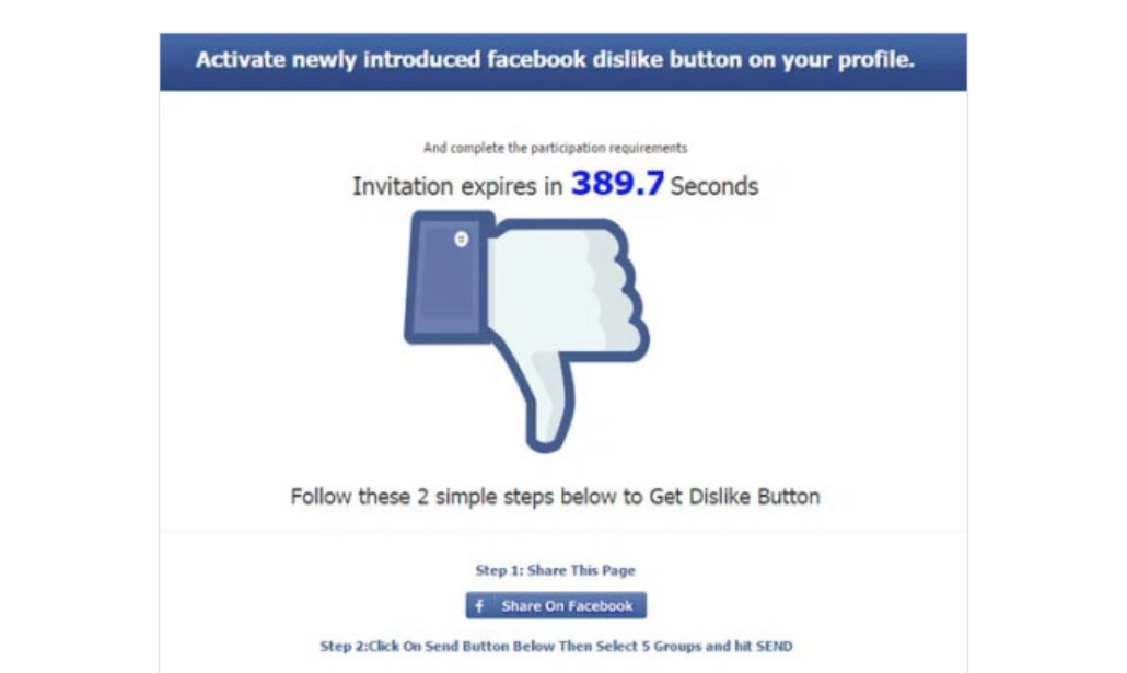 Facebook, il tasto Non mi piace c’è già. È un virus