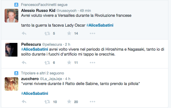 Alice Sabatini, il web non perdona il suo #vorrei Alice Sabatini, il web non perdona il suo #vorrei