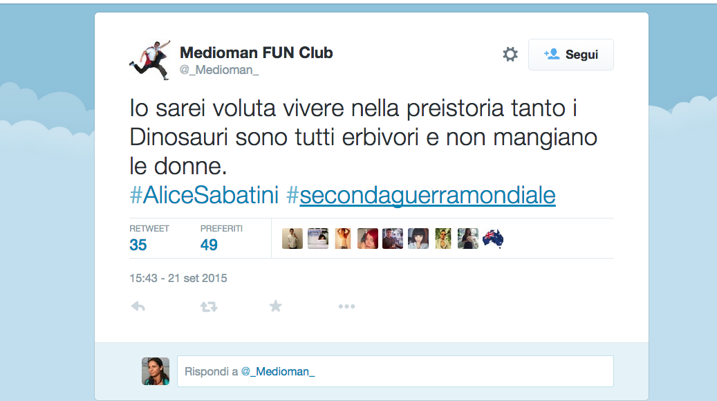 Alice Sabatini, il web non perdona il suo #vorrei Alice Sabatini, il web non perdona il suo #vorrei