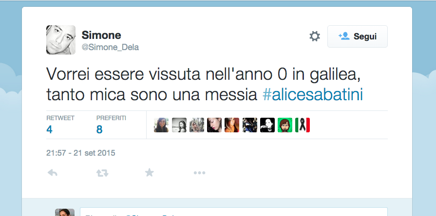 Alice Sabatini, il web non perdona il suo #vorrei Alice Sabatini, il web non perdona il suo #vorrei