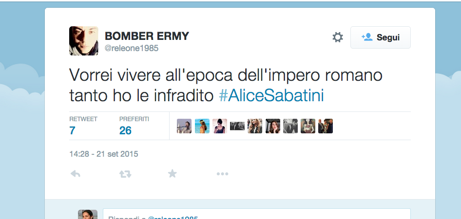Alice Sabatini, il web non perdona il suo #vorrei Alice Sabatini, il web non perdona il suo #vorrei