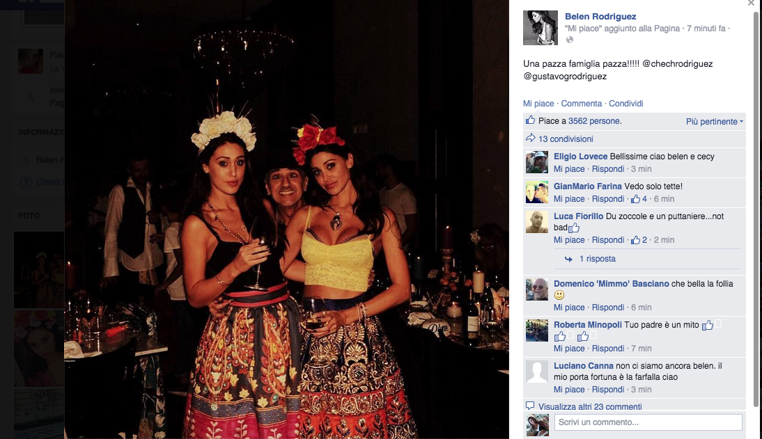 Belén come Frida: party gipsy per il compleanno della showgirl