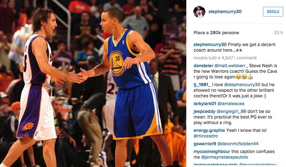 Nba, Nash consulente ai Warriors. Curry: “Finalmente un coach decente”