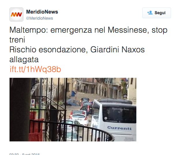 Sicilia, Giardini Naxos: bomba d’acqua e situazione critica – Foto e video