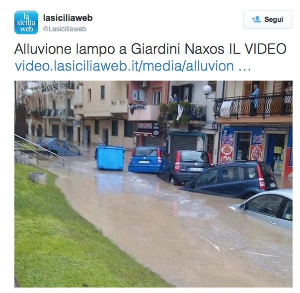 Sicilia, Giardini Naxos: bomba d’acqua e situazione critica – Foto e video