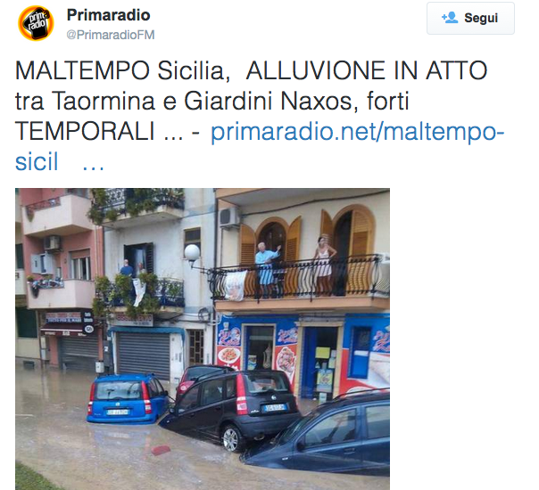 Sicilia, Giardini Naxos: bomba d’acqua e situazione critica – Foto e video