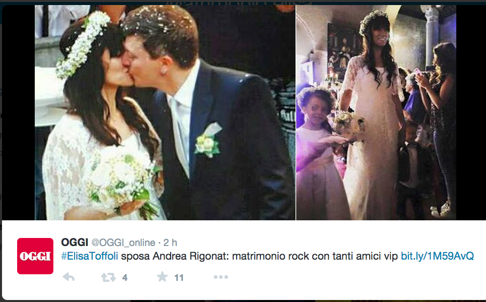 Elisa, matrimonio romantic rock per la cantante Elisa, matrimonio romantic rock per la cantante